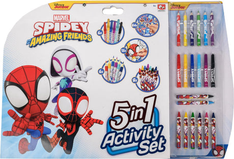 Spidey disney - - 5 in 1 activity set - tekenset met kleurstiften kleurpotloden waskrijtjes stickers en kleurplaten (113-delig)