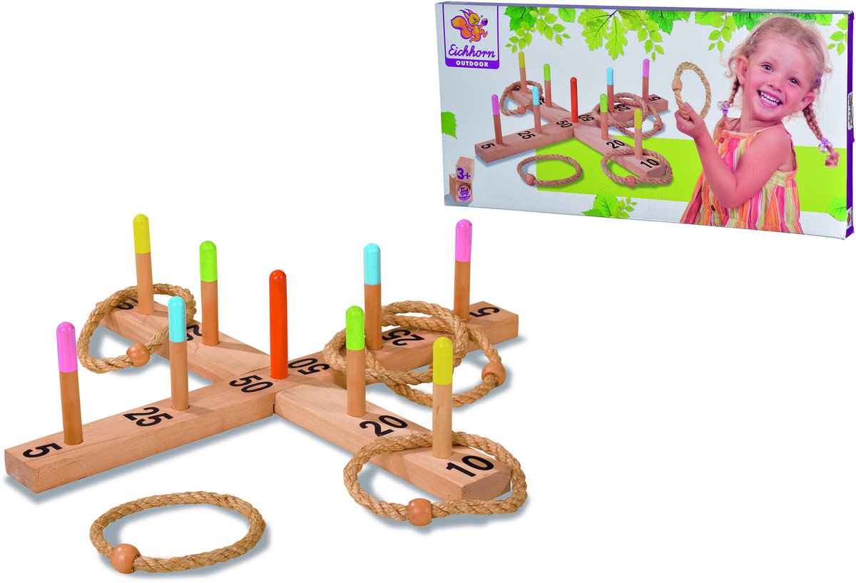 Eichhorn Holz-Ringwurfspiel Outdoor - Outdoor-Spielzeug für Kinder.