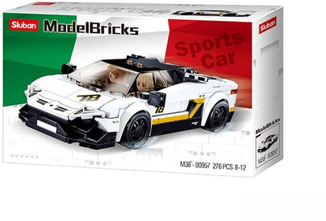 Sluban Modelbricks Italienischer Sportwagen, Konstruktionsspielzeug für Kinder ab 8 Jahren – Konstruktionsspielzeug Modellbau – Baukasten mit 276 Bausteinen – M38-B0957