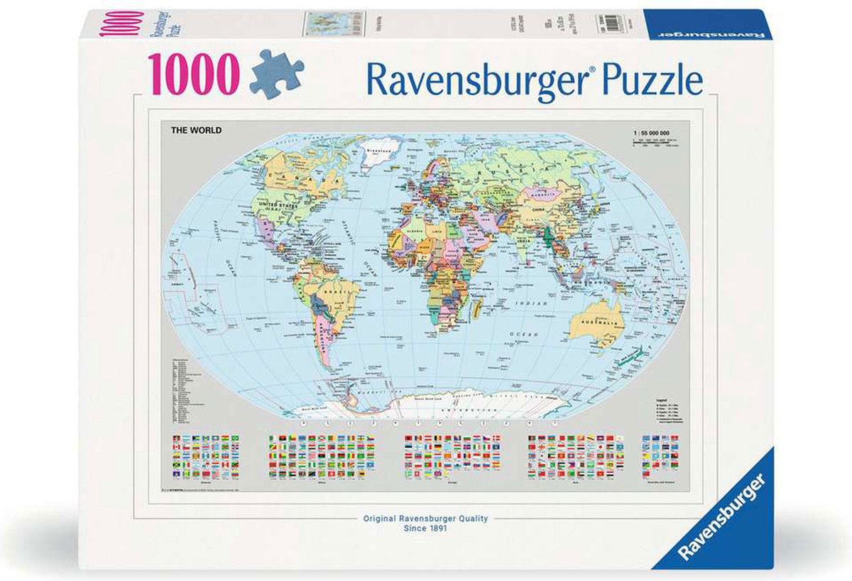 Ravensburger Puzzle Weltkarte – 1000 Teile pädagogisch wertvolles Puzzle.