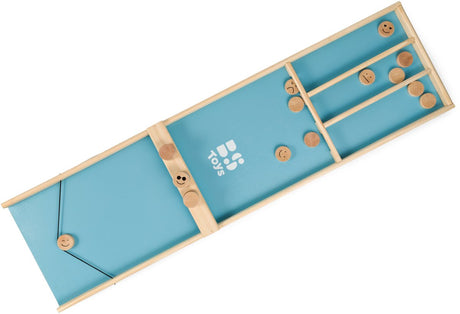 BS Toys Shuffleboard Kinder Familie – Holz-Shuffleboard GA523 – Shuffleboard – Familienspiel – 18 Scheiben – perfektes Sinterklaas-Geschenk – Weihnachtsspiel – Brettspiel für Jung und Alt