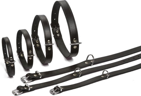 Beeztees - halsband hond - leer - zwart - 37,5-46,5 cm x 20 mm
