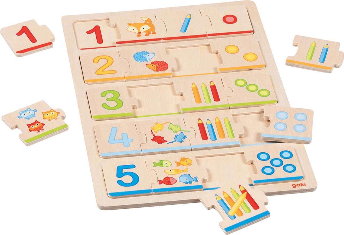 Goki Holzpuzzle zum Zählenlernen, 20 Teile.