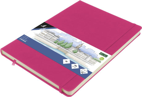 Kangaro schetsboek - a4 - hot pink - met elastiek en lint