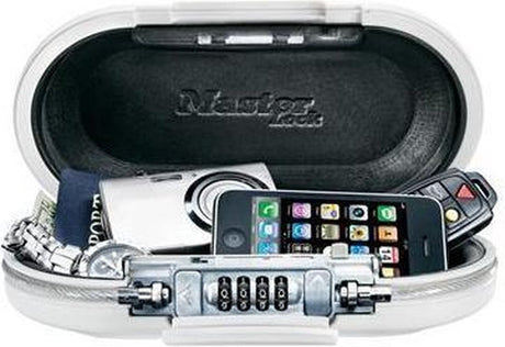 Masterlock tragbarer Safe 5900eurdwht – mit 4-stelligem Zahlenschloss – inkl. Ankerkabel – m