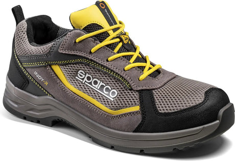 Sparco Indy Edmonton – Sicherheitsschuh S1PS mit Flexgrip+-Sohle und atmungsaktivem Mesh – Beige-Gelb – Größe – 39