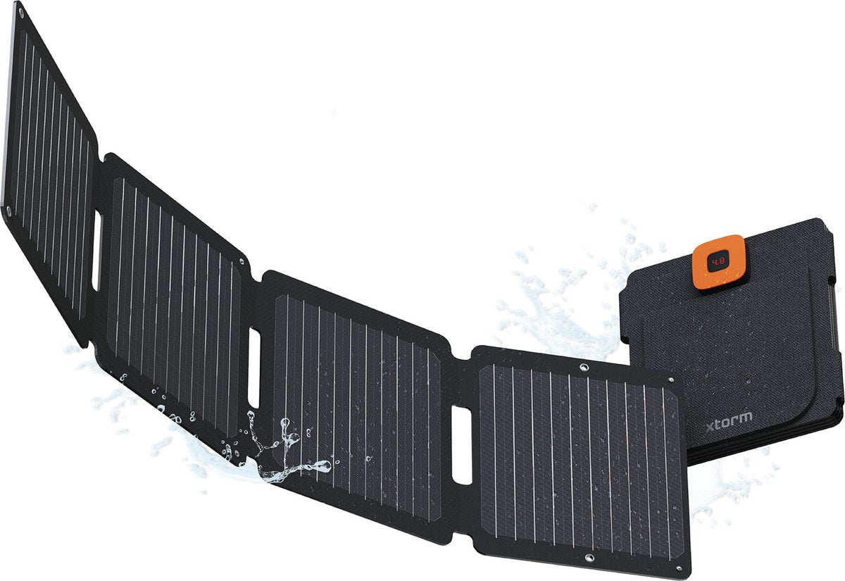 Xtorm tragbares Solarpanel faltbar – 28-W-Solarpanel – Solar-Booster – Outdoor-Camping – Solarenergie – flexibel – monokristallines Solarpanel – Efte – Schwarz