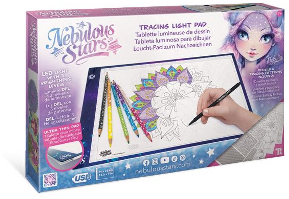 Nebulöse Sterne – LED-Leuchttablett – Leuchtpad – Zeichnen und Malen – Hobby-Paket