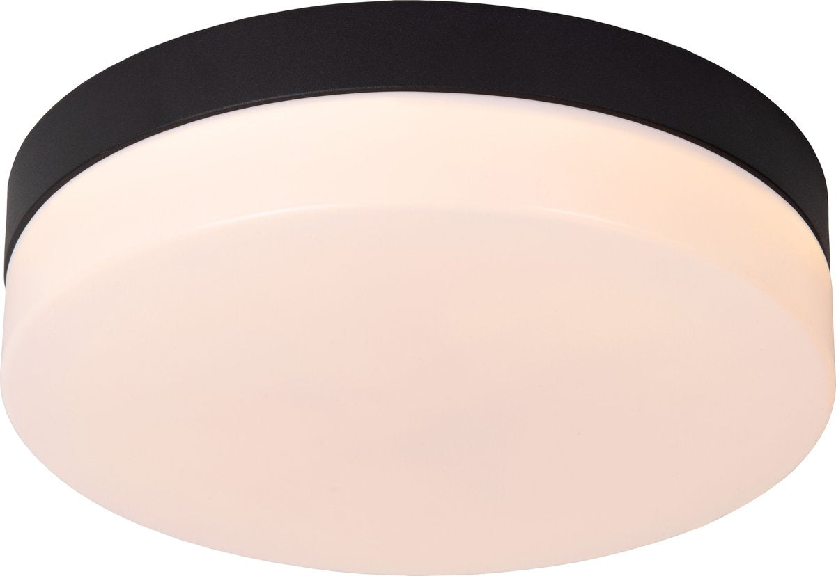 Lucide Biskit - Deckenleuchte (Deckenleuchte) Badezimmer - ø 23 cm - LED - 1x12 W 2700 K - IP44 - Bewegungssensor - Schwarz