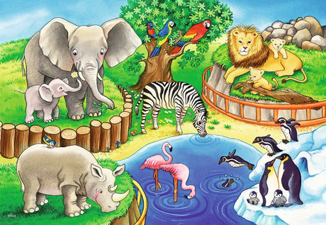 Ravensburger puzzel dieren in de dierentuin - 2 legpuzzels 12 stukjes.