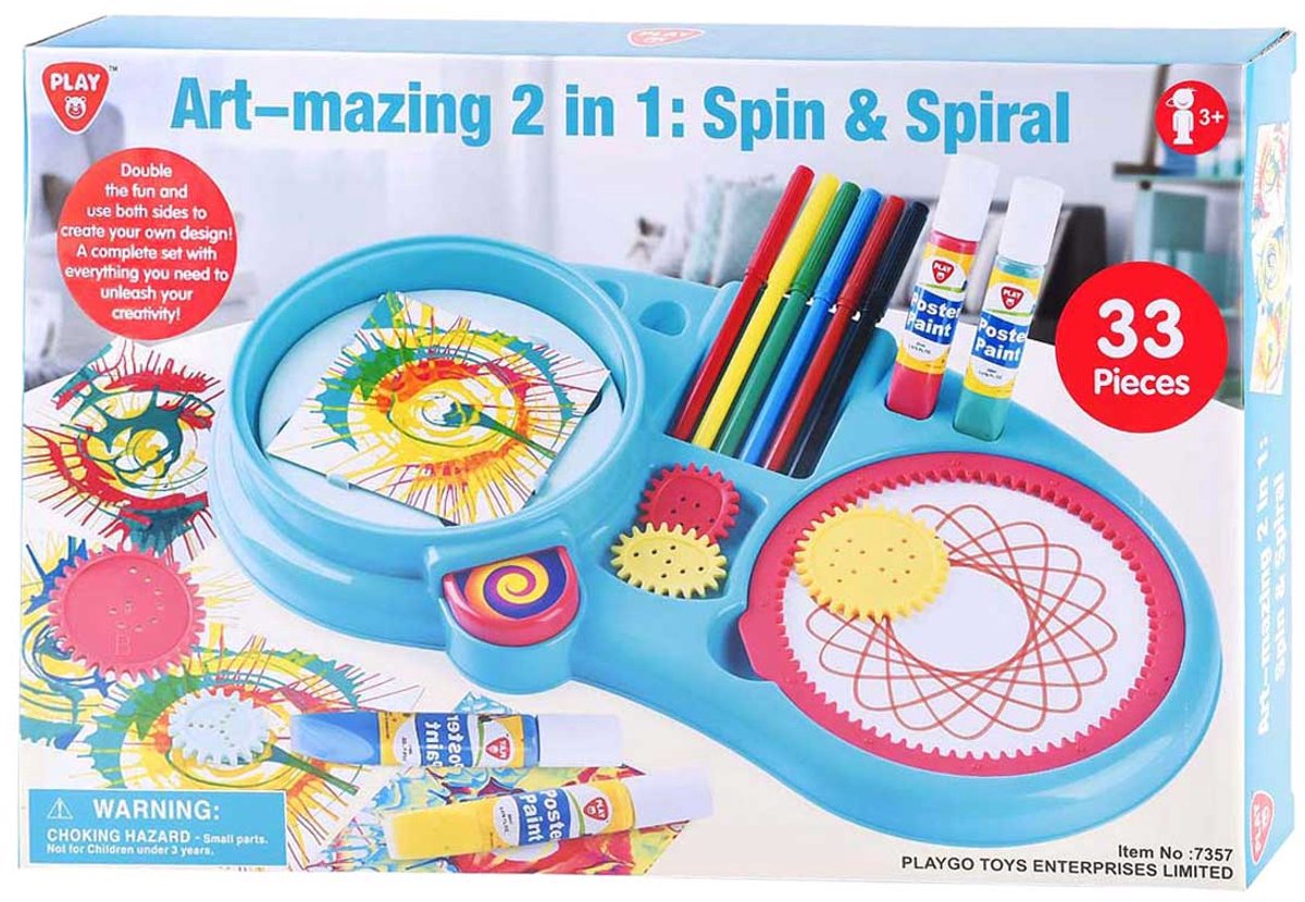 Playgo Spiralzeichenset Kreativspielzeug 2-in-1 33-teilig.