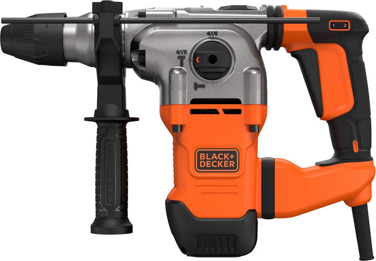 Black+decker 1250w 3.7j pneumatische boorhamer met accessoires in koffer - behs03k-qs