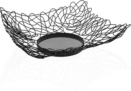 Versa Obstschale aus schwarzem Metall und Stahl (29 x 10 x 29 cm)