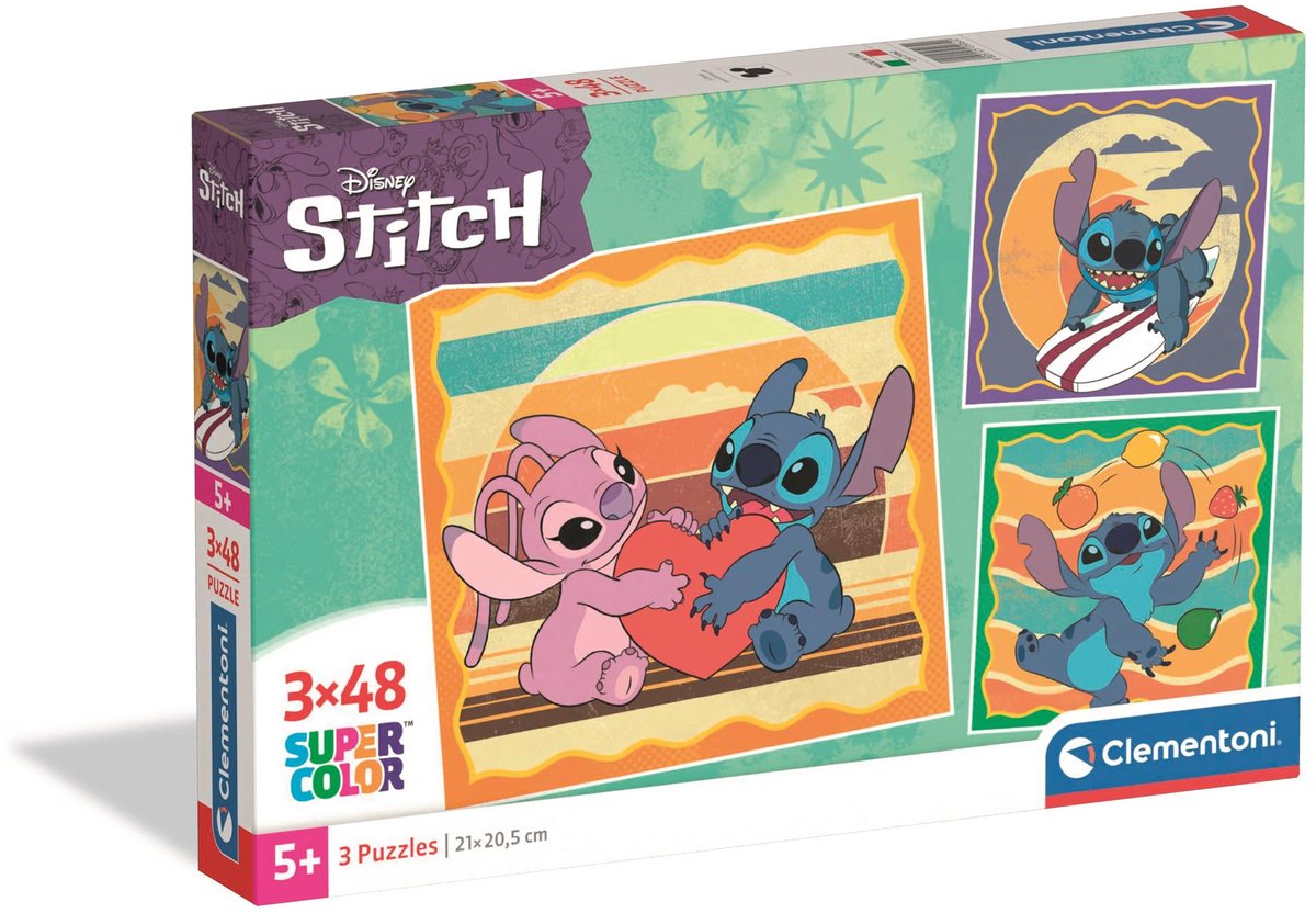 Clementoni-Puzzle mit Quadratstich, 3x48 Teile.