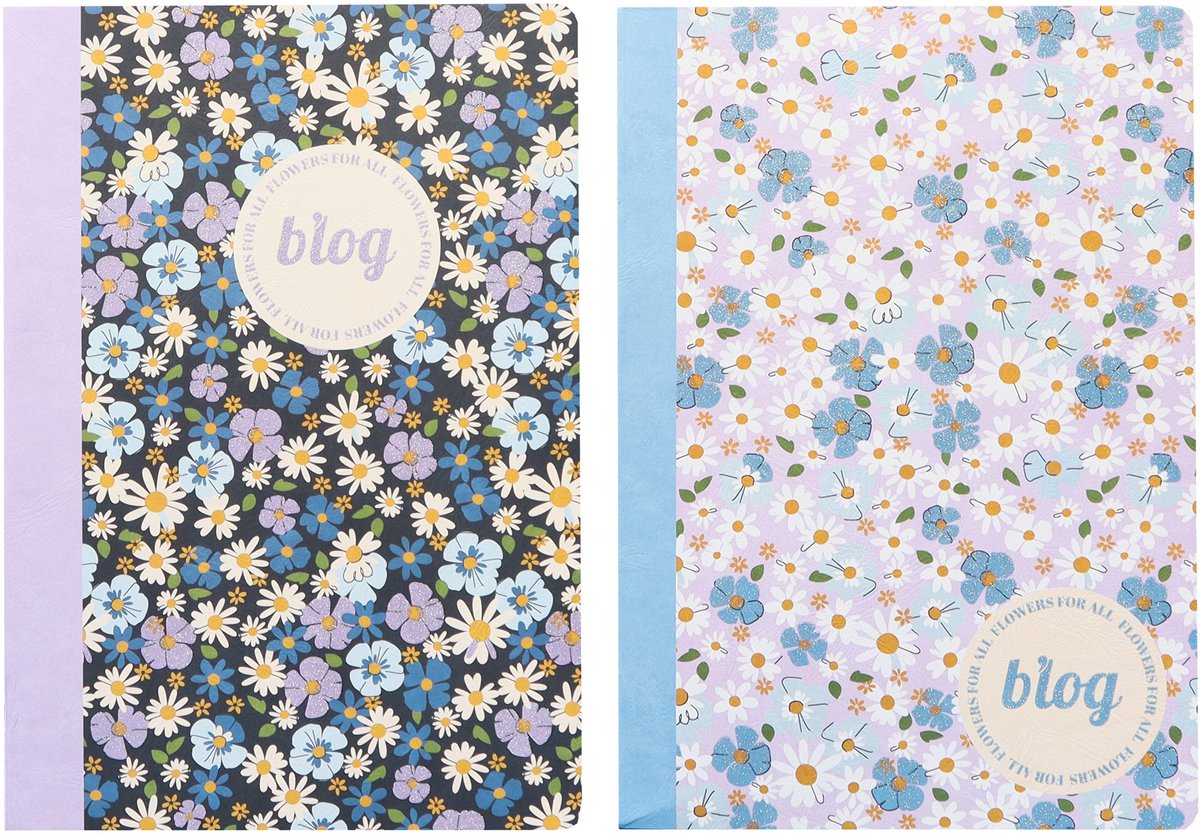 Kangaro-Notizbücher – B'log-Blumen – Größe A5 – mit Diamant 5 mm – 2 Stück – an-123869-a