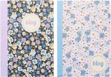 Kangaro-Notizbücher – B'log-Blumen – Größe A5 – mit Diamant 5 mm – 2 Stück – an-123869-a