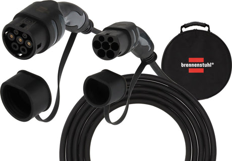 Brennerstuhl EV Typ 2 Ladekabel 22 kW (E-Mobilität Typ 2 Ladekabel 7 m, IP55, 3-phasig, Mode 3 Ladekabel mit Tasche für Elektro-Hybridfahrzeuge)