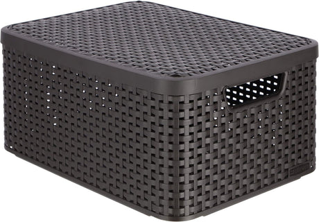 Aufbewahrungskorb im Curver-Stil m – mit Deckel – L 39,3 x B 29,3 x H 18,7 cm – braun