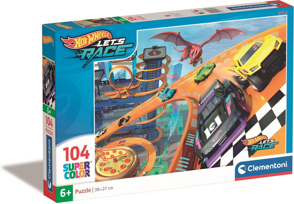 Clementoni – Puzzle – 104 Teile – Hot Wheels – Puzzle für Kinder – Supercolor