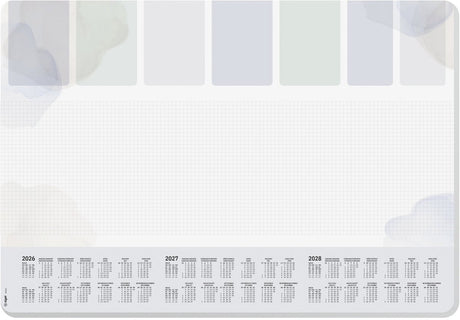 Sigel Schreibtischunterlage – Größe A2 – Pastell – mit Kalender 2026 2027 2028 – abgerundete Ecken – si-h6312