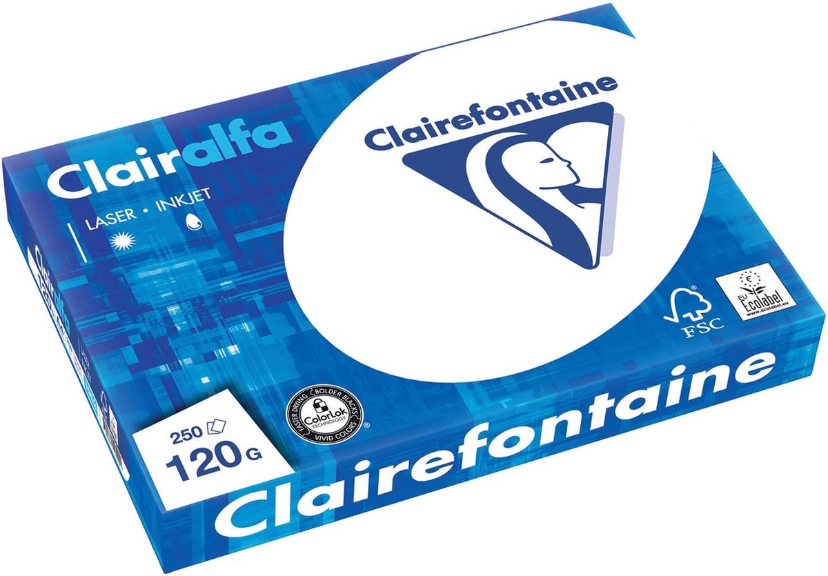 Clairefontaine – clairalfa – Präsentationspapier – A4 – 120 Gramm – 250 Blatt