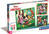 Clementoni Jigsaw Puzzle Super Color Square Mickey und Freunde, 3x48st.