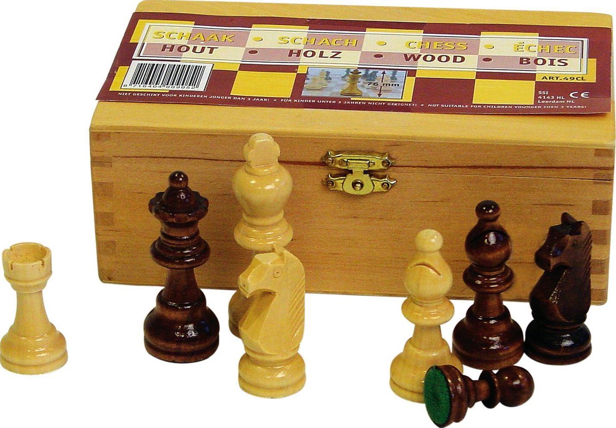 Abbey game schaakstukken - 87 mm - zwart wit