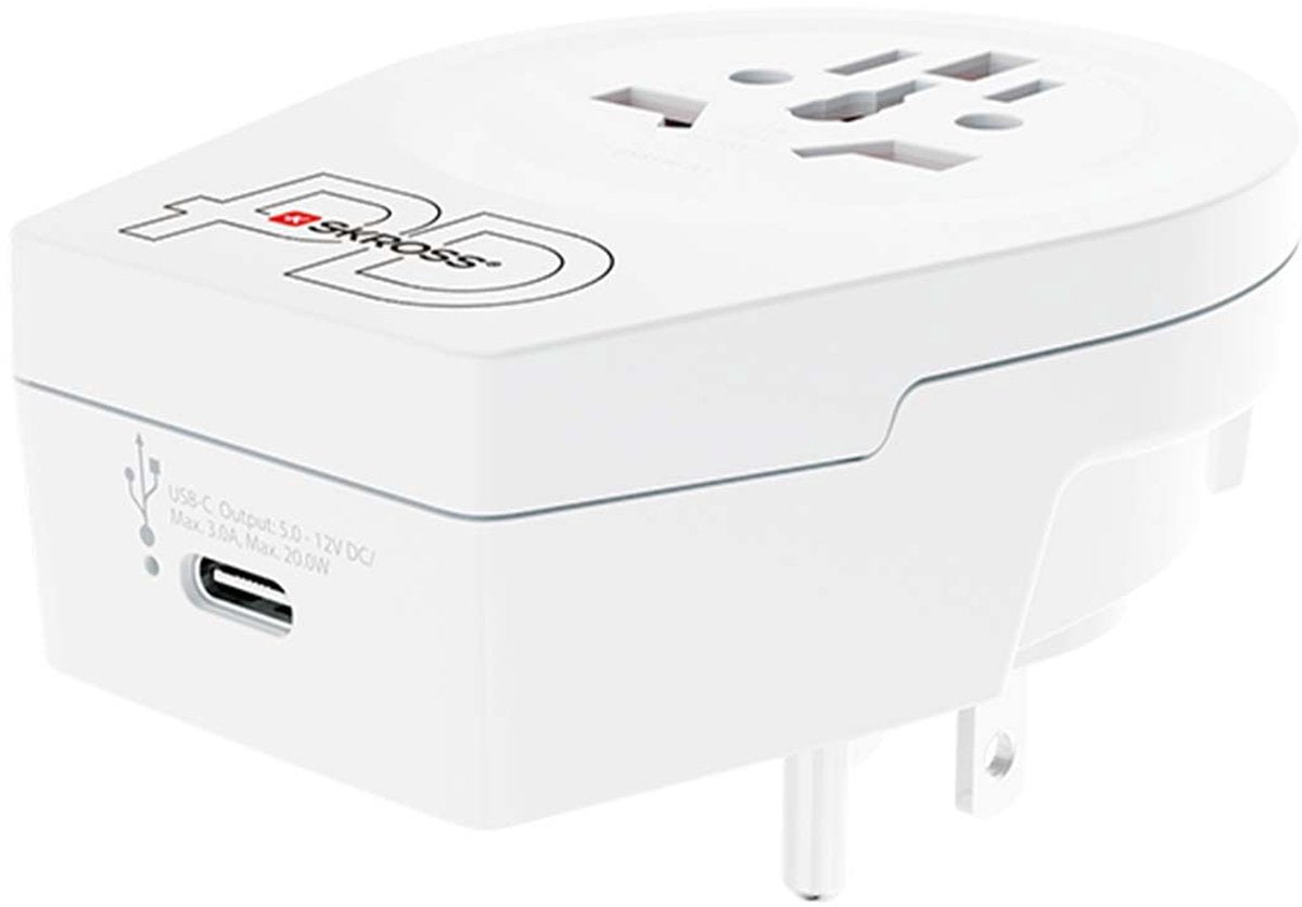 Skross 1.500292 Reisestecker Länderadapter Welt zu uns USB C20PD