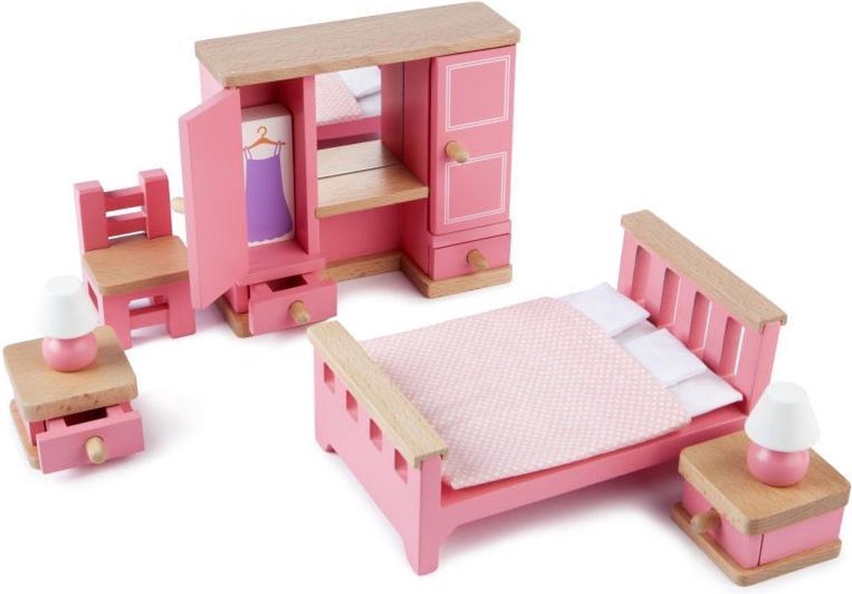 Tidlo Wooden Dollhouse Möbel Schlafzimmer, 6dlg.