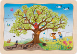 Goki-Puzzle – Die Jahreszeiten des Apfelbaums – 47 Teile – 4 Schichten – 28,5 x 20 x 1,5 cm – Holz – 3+