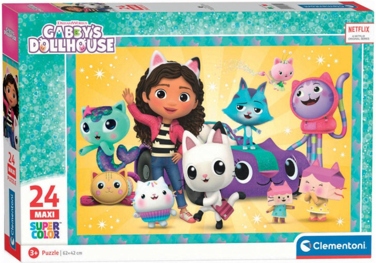 Clementoni Puzzle Super Color Maxi Gabbys Puppenhaus, 24 Teile.
