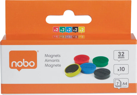 Magnetische Whiteboard-Magnete von Nobo – 10er-Pack – 32-mm-Magnete – in 5 Farben sortiert