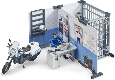 Bruder Bworld Polizeistation mit Polizeimotorrad