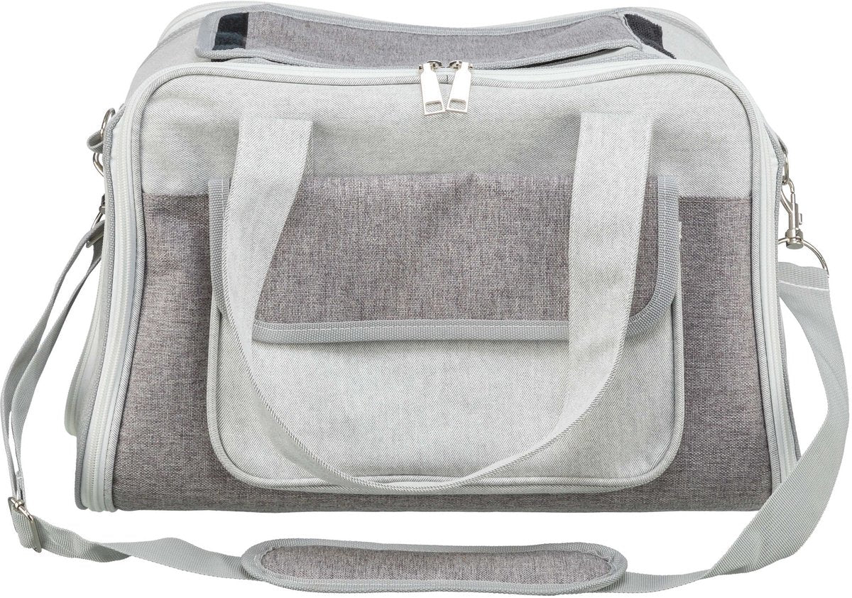 Trixie Hundetasche Libby grau - Netzeinsatz, 42x25x27 cm - mit Schultergurt und kurzer Halterung