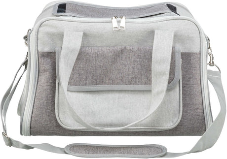 Trixie Hundetasche Libby grau - Netzeinsatz, 42x25x27 cm - mit Schultergurt und kurzer Halterung
