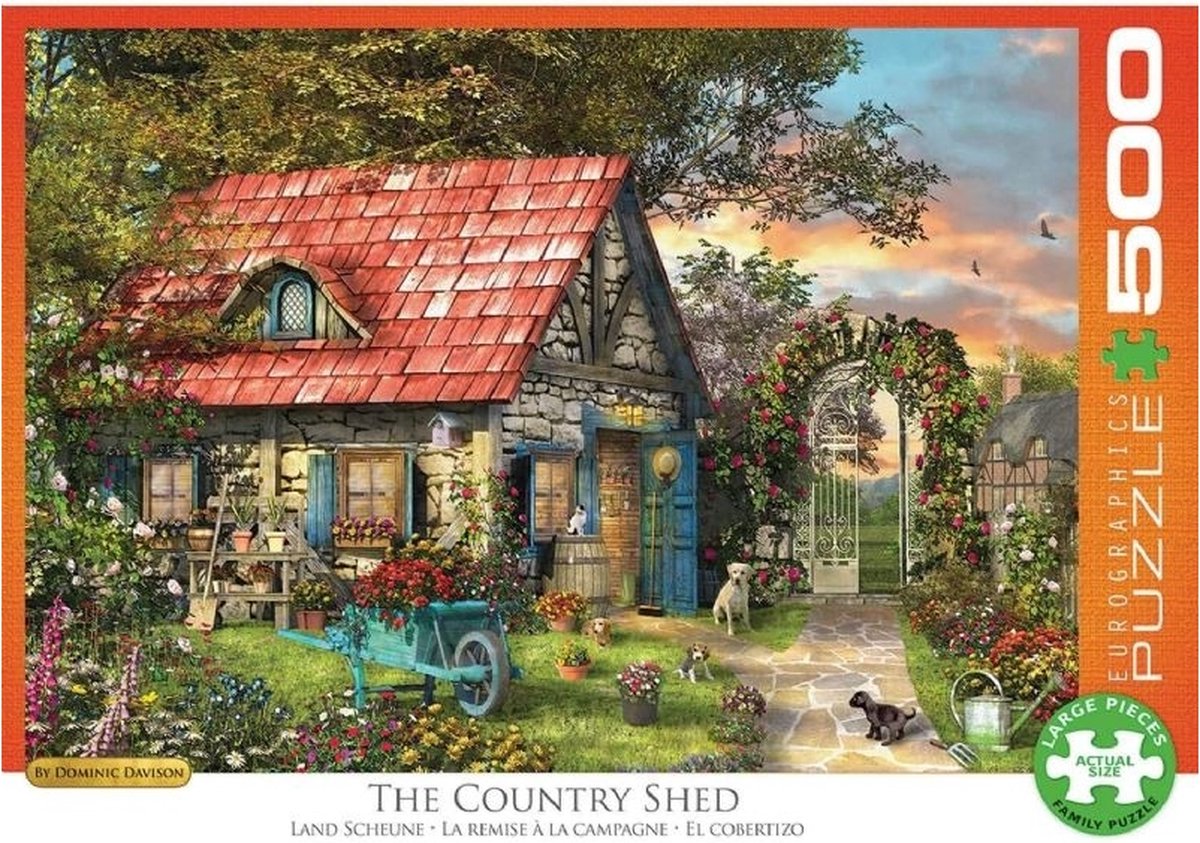 Eurographics – Het landschuurtje [der Landschuppen] – Dominic Davison – 500 XL-Teile 68 × 48 cm (B × H) – Familienpuzzle