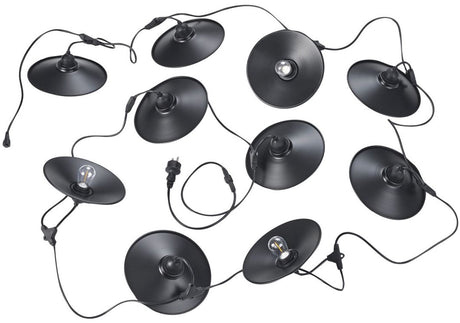 Rl lebe deine leichte Reality-Kette - Lichterkabel - schwarz matt - inkl. 10x E27 1W - nicht für externen Dimmer geeignet - Wand- und Deckenmontage - Außenbeleuchtung - IP44