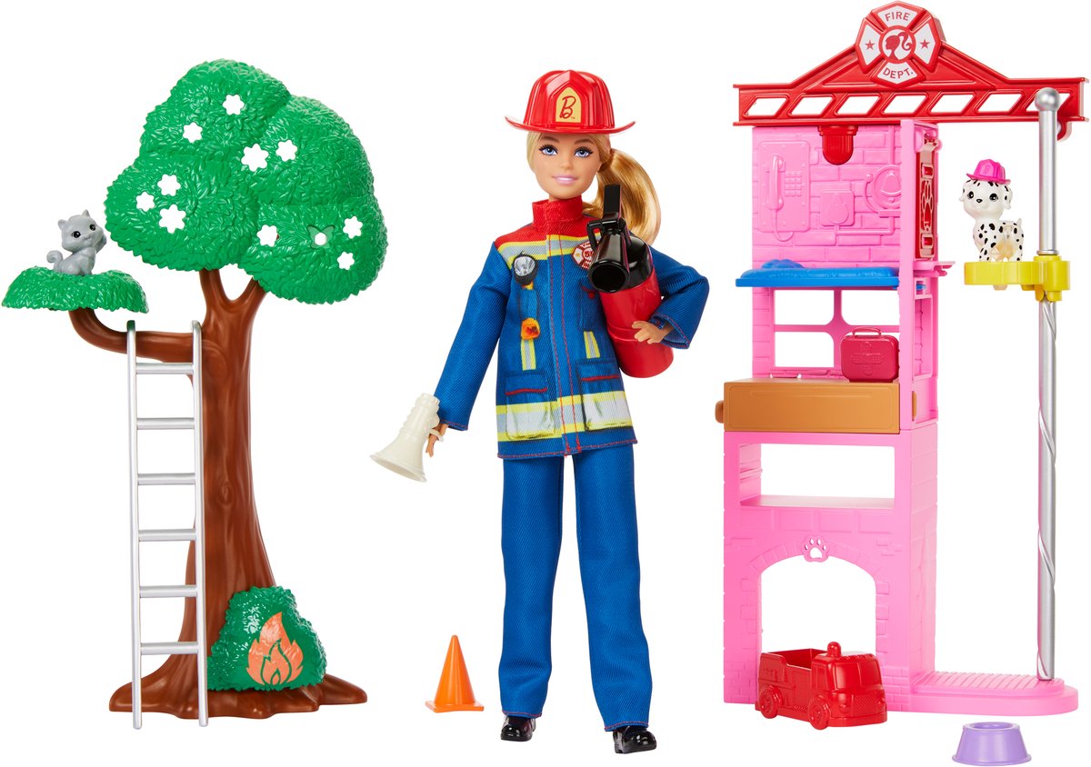 Barbie brandweervrouw speelset - pop