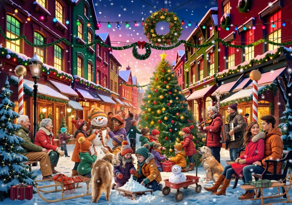 Bluebird-Puzzle Weihnachtspuzzle Weihnachtsstraße - 2000 Teile Pappe.