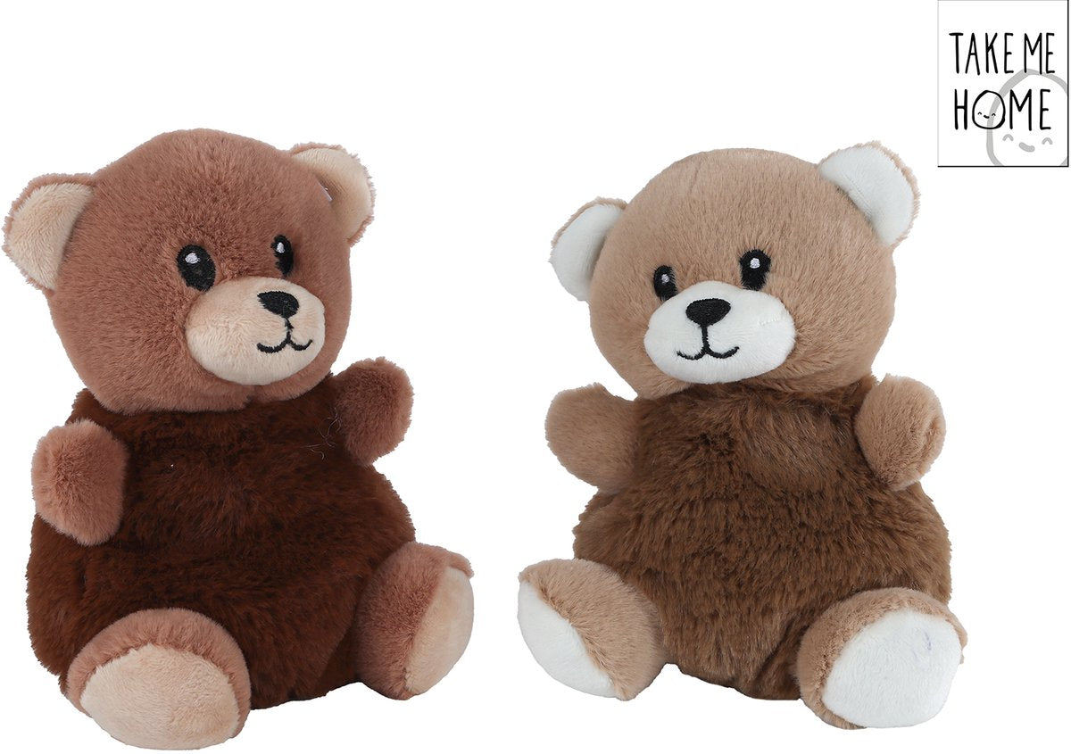 Teddybär „Take me Home“ aus Plüsch, 14 cm, braun, mit gesticktem Detail.