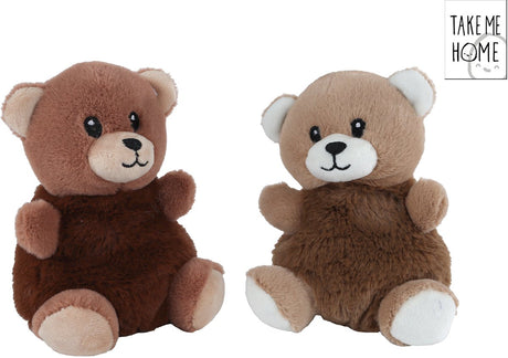 Teddybär „Take me Home“ aus Plüsch, 14 cm, braun, mit gesticktem Detail.