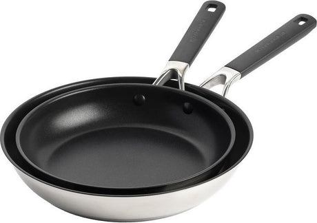 Kitchenaid klassisches Edelstahl-Bratpfannenset 2-teilig ø24+28cm – Edelstahl – Induktion