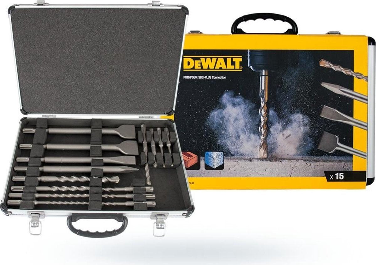 Dewalt DT-Serie – SDS-Plus 15-teiliges Bohrer- und Meißelset – inklusive Transportkoffer – für Beton, Stein und Wand