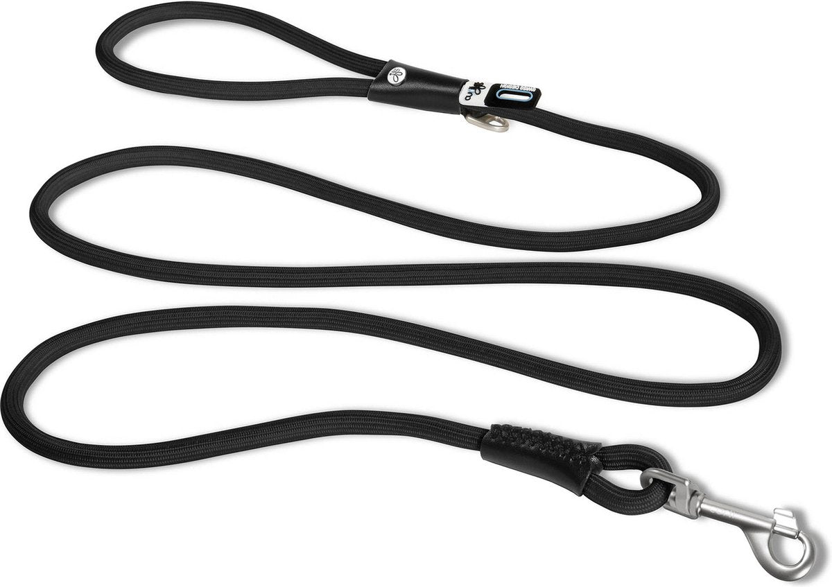 Curli stretch comfort leash zwart - hondenriem - 180x1 cm rond nylon ø 10 mm