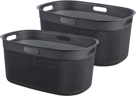 Curver Filo-Wäschekorb – 45 l – Set mit 2 Stück – Anthrazit