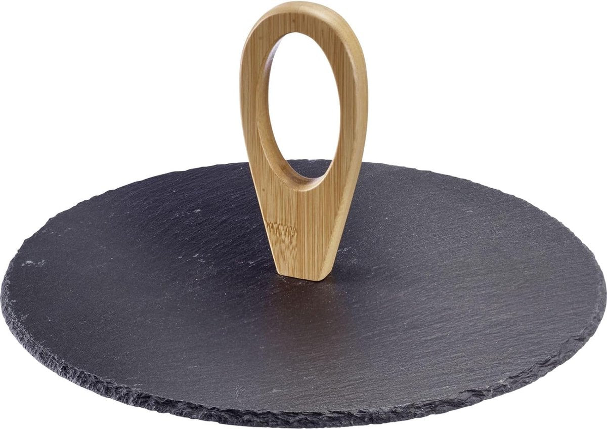 Westmark Serviertabletts Tapas + Friends – stilvolles Serviertablett für Snacks und Fingerfood, ideal für den Esstisch oder das Buffet, beschichtetes Tablett – Schiefer, ø 30cm