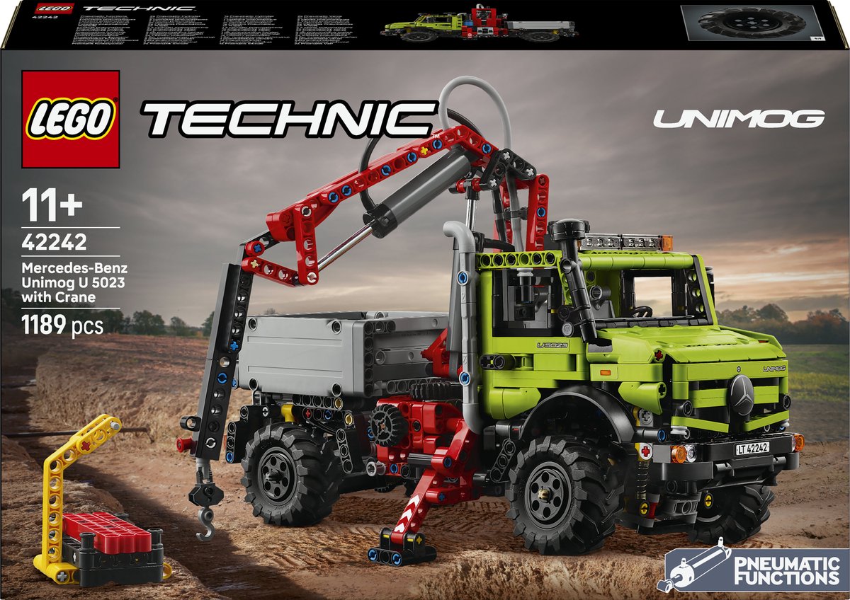 Lego Technic Mercedes-Benz Unimog U 5023 mit Kran, Spielzeug-LKW-Bausatz für Kinder