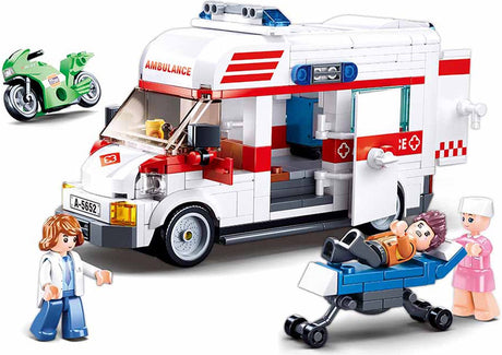 Sluban Town Ambulance Krankenwagen Bauspielzeug für Kinder ab 6 Jahren – Konstruktionsspielzeug Baukasten mit 328 Bausteinen – M38-B1065