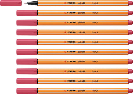 Stabilo point 88 - premium fineliner - fine 0,4 mm – aardbei rood – doos 10 stuks