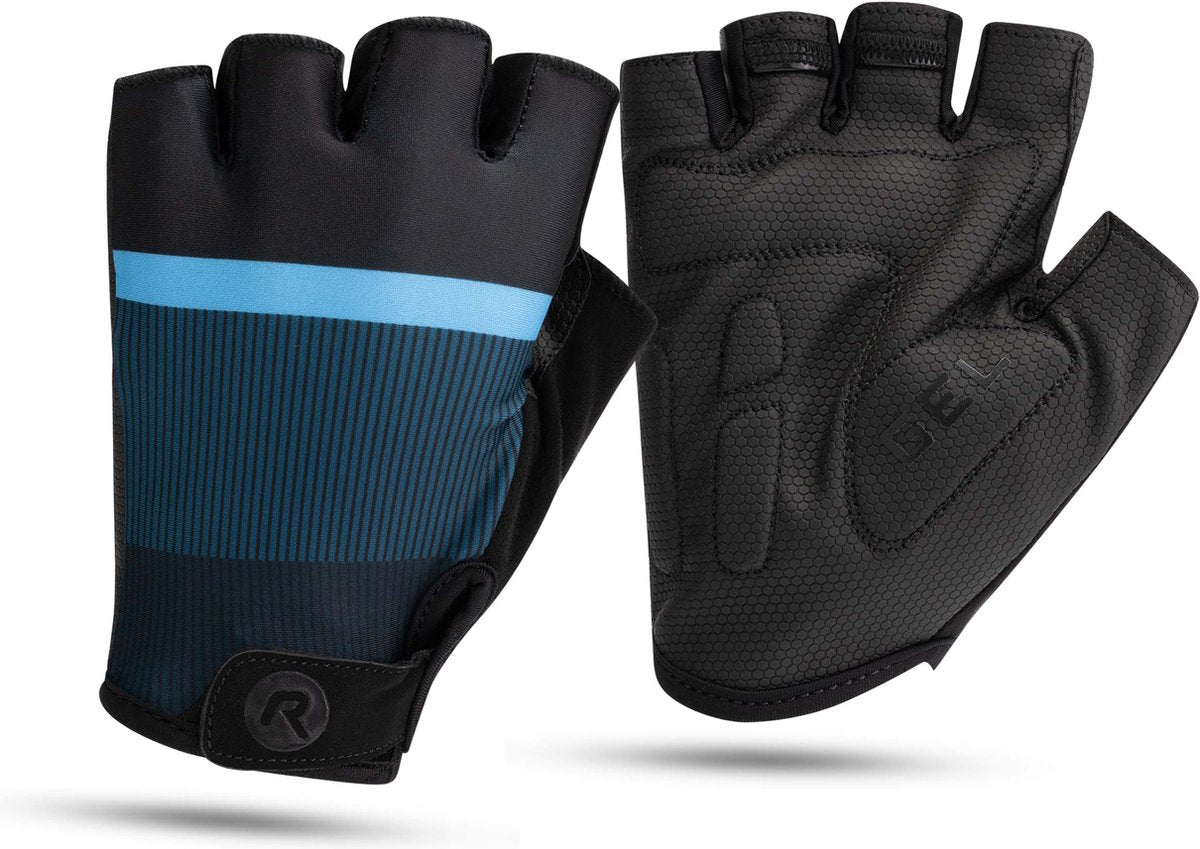 Rogelli hero ii fietshandschoenen zomer - wielrenhandschoenen - korte vinger - heren - blauw, zwart - maat m